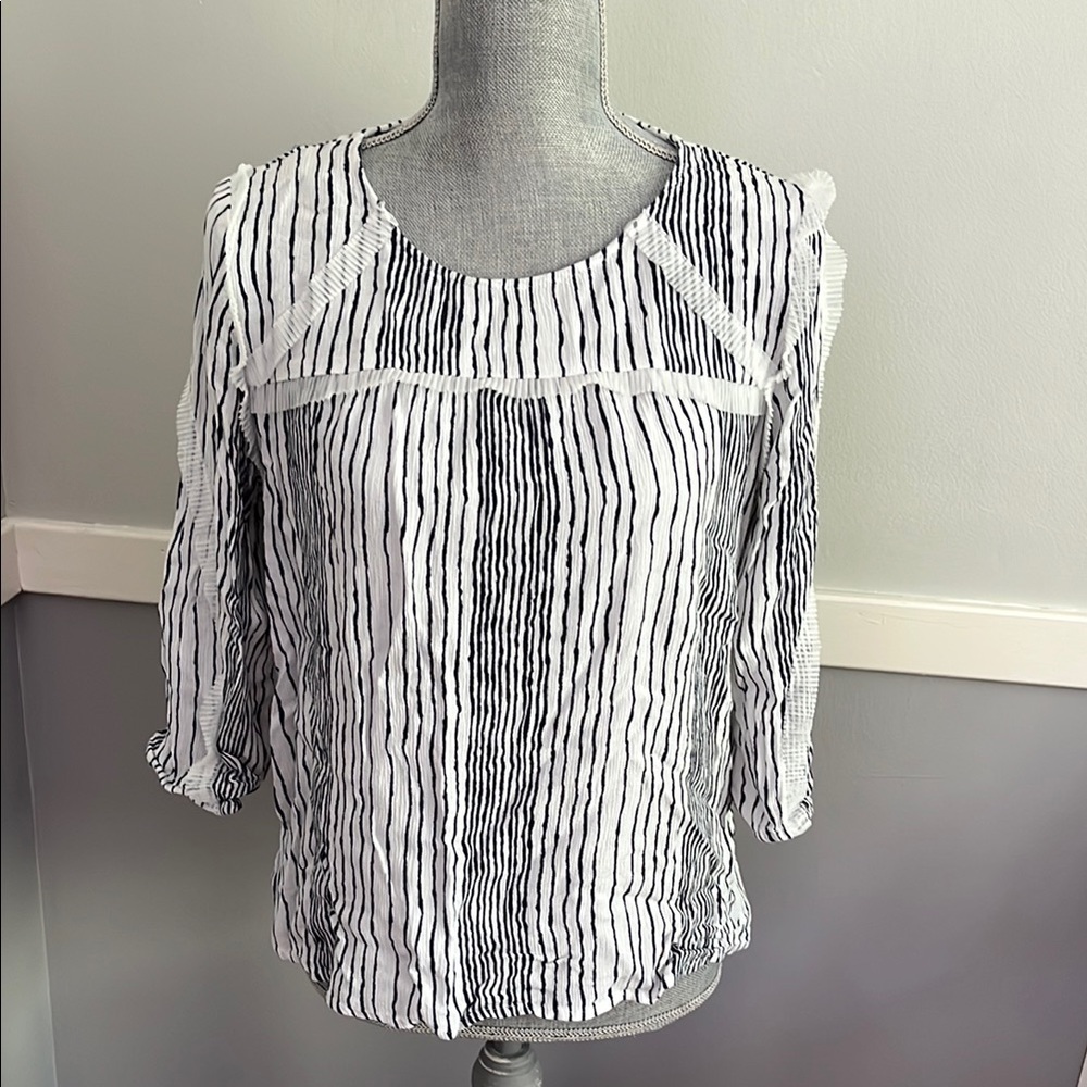 Blue and White Striped Women's Top